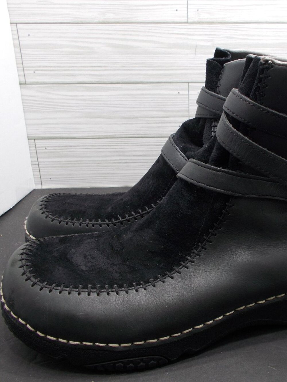 Teva 6312 Black Leather Ankle Boots Harness Straps Women's 10